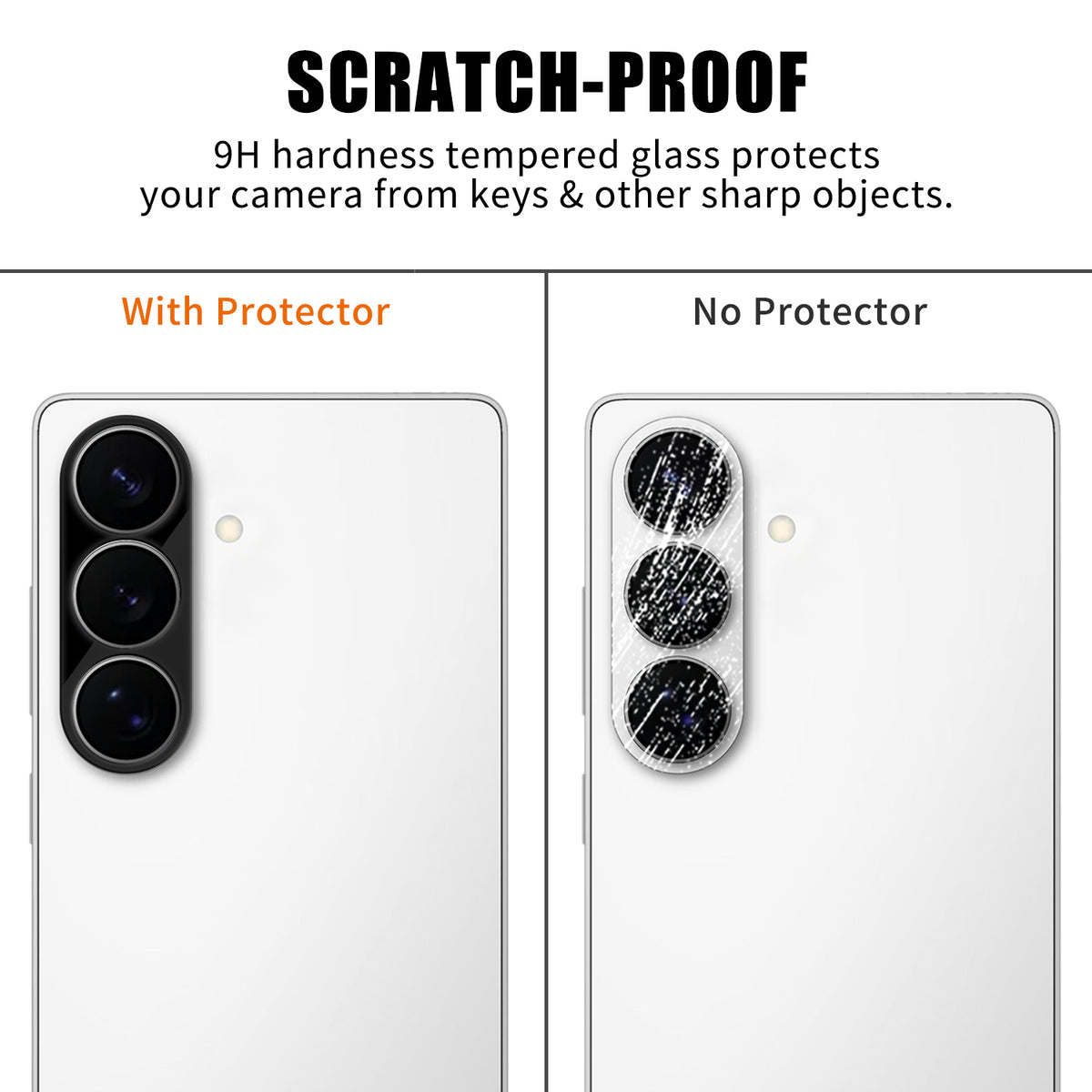 Samsung Galaxy S26 FE fulddækkende kameralinsebeskyttelse, silkprint, HD, anti-fingeraftryk, AR-hærdet glaslinsefilm