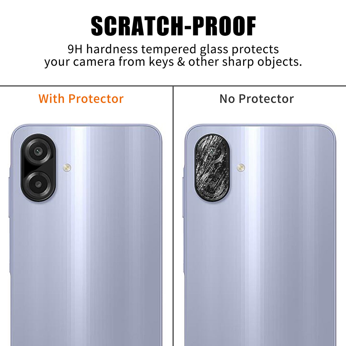 Samsung Galaxy A08 4G / Galaxy A08 5G-fuldt dækkende kameralinsebeskyttelse, silketryk, HD, fingeraftryksafvisende AR-hærdet glaslinsefilm