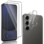 2 st. för Samsung Galaxy A17 5G / A17 4G skärmskydd 2.5D Arc Edge hög klarhet härdat glasfilm med kameralinsfilm