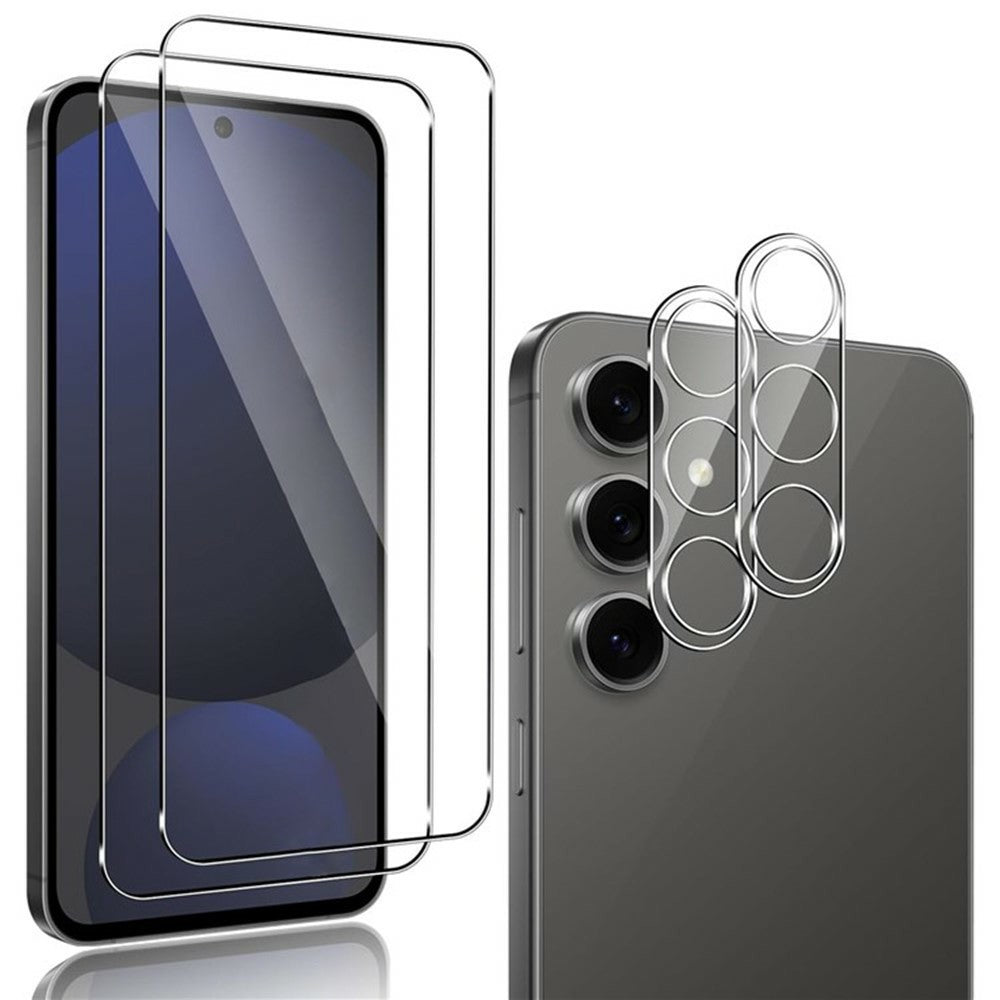 2 st. för Samsung Galaxy A17 5G / A17 4G skärmskydd 2.5D Arc Edge hög klarhet härdat glasfilm med kameralinsfilm