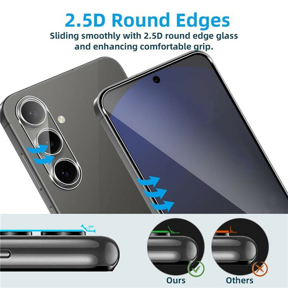 2 st. för Samsung Galaxy A17 5G / A17 4G skärmskydd 2.5D Arc Edge hög klarhet härdat glasfilm med kameralinsfilm
