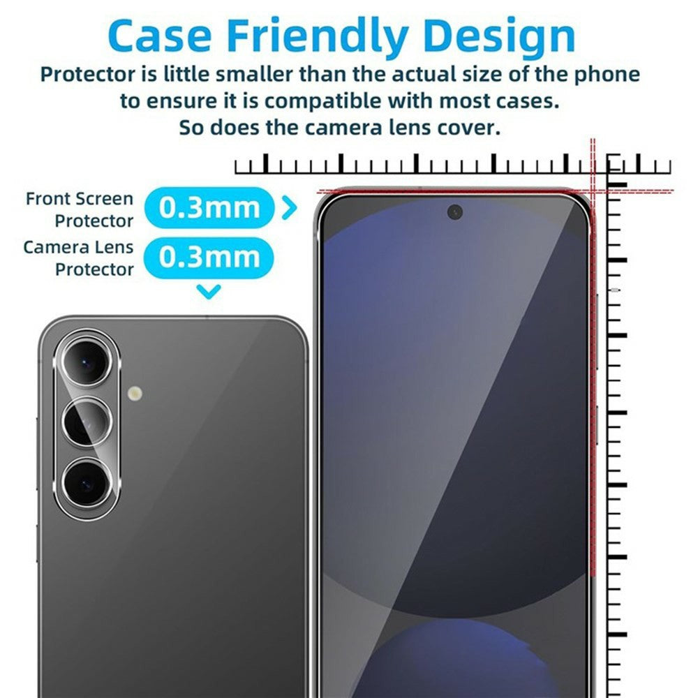 2 st. för Samsung Galaxy A17 5G / A17 4G skärmskydd 2.5D Arc Edge hög klarhet härdat glasfilm med kameralinsfilm