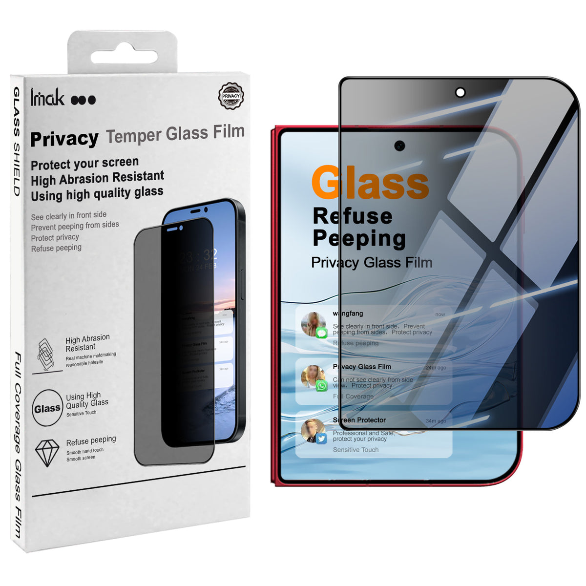 IMAK for Xiaomi 18 Fold Anti Peep Tempered Glass Screen Protector Full Coverage
