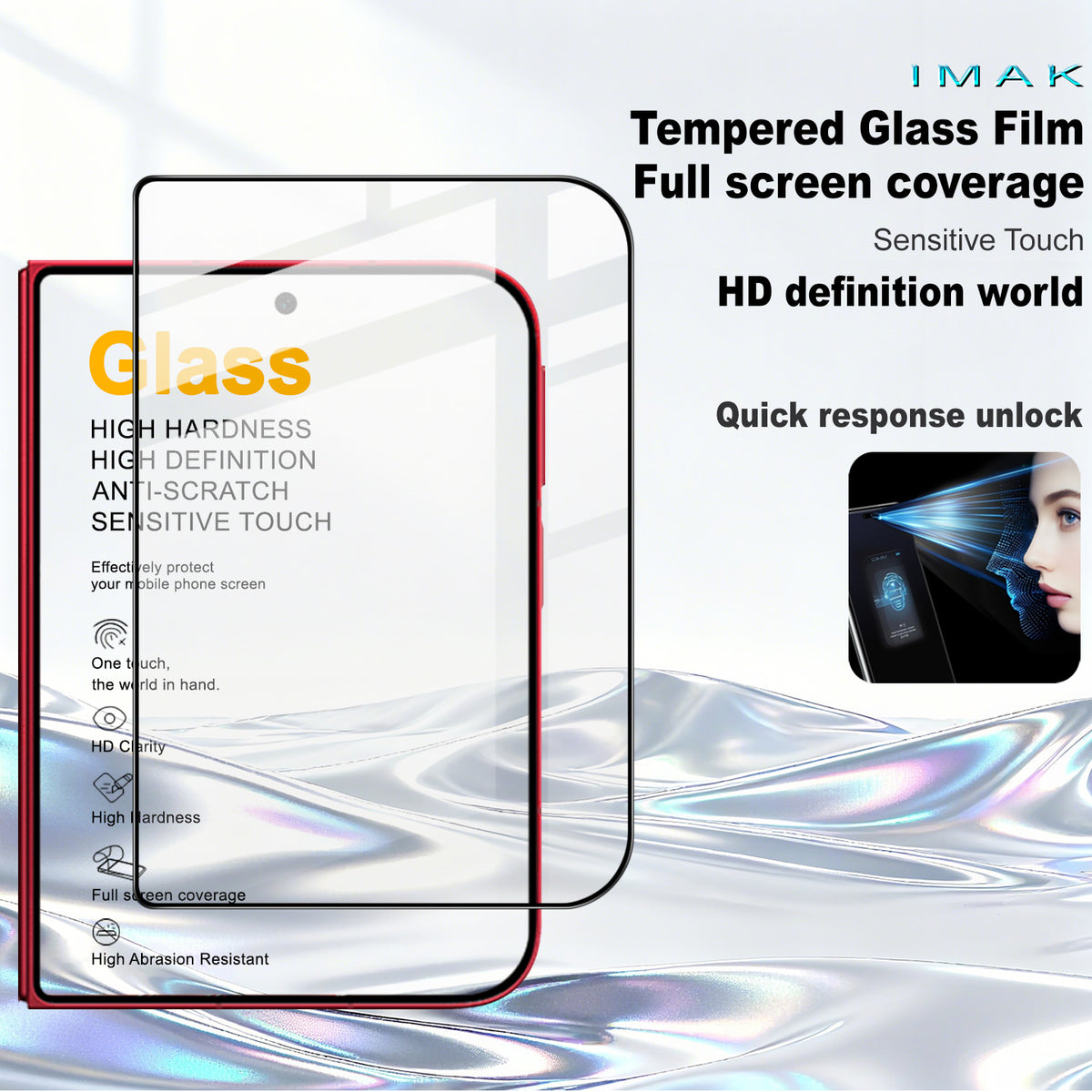 IMAK for Xiaomi 18 Fold Pro+ Series HD Tempered Glass Full Screen Protector Sensitive Touch Film