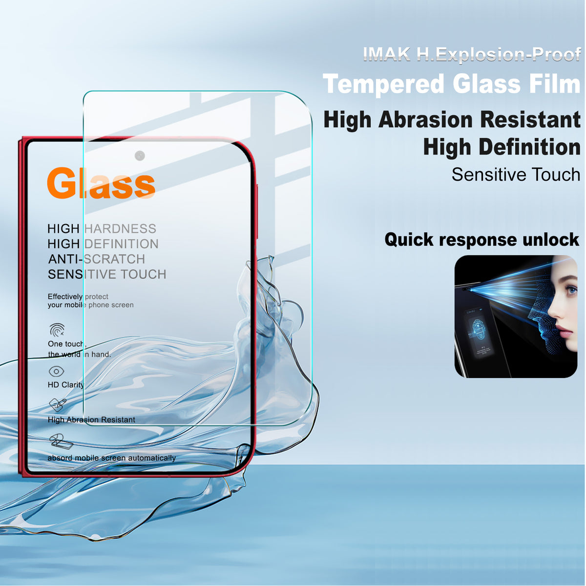 IMAK for Xiaomi 18 Fold H Series Tempered Glass Screen Protector Shatter-Proof Protection (Not Complete Coverage)