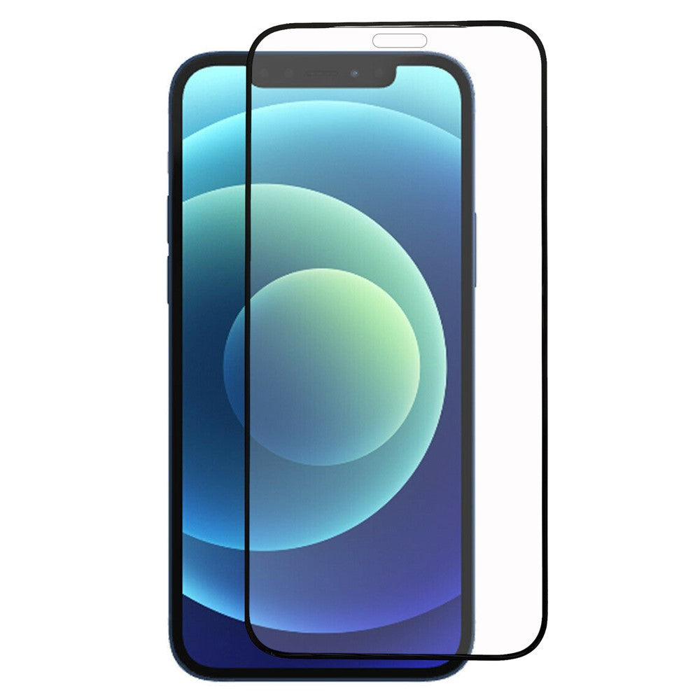 RURIHAI til iPhone 12 / 12 Pro 6,1 tommer AGC Hærdet Glas Skærmbeskytter 3D Kulfiberkant 0,26 mm HD Klar Skærmfilm