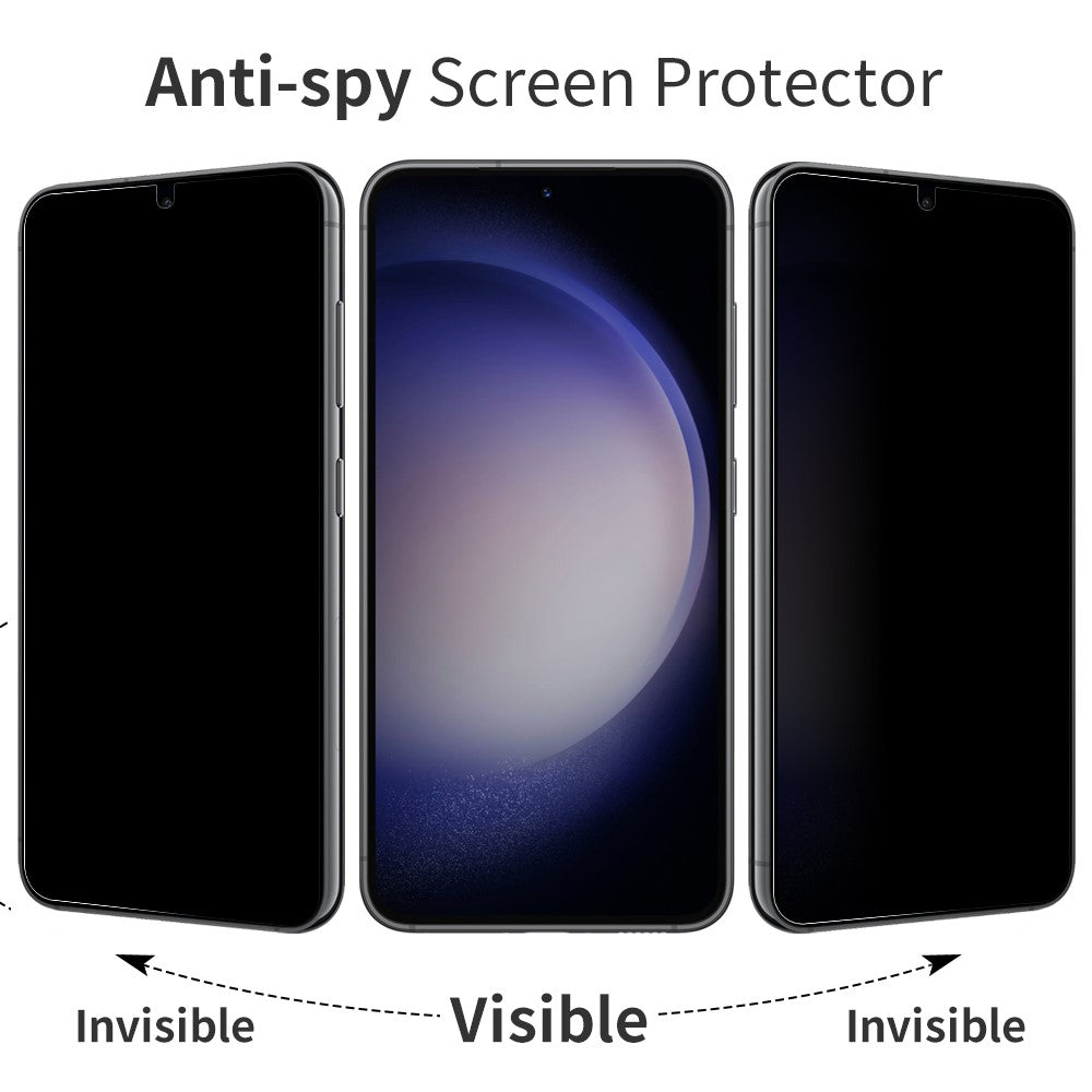 NORTHJO A++ til Samsung Galaxy S22 5G / S23 anti-spion-hærdet glasfilm, ultraklar 2.5D 0.3 mm skærmbeskyttelse, understøtter fingeraftrykslåsning