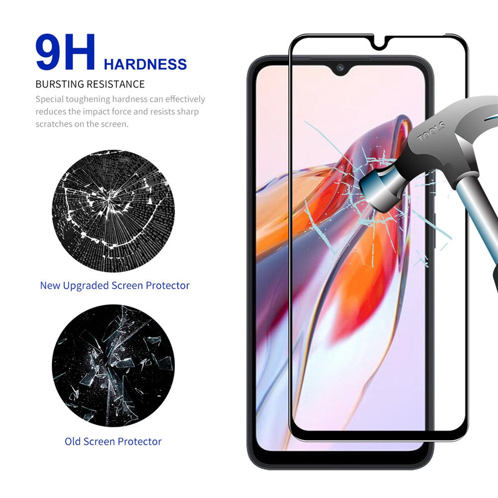 ENKAY HAT PRINCE 2 st för Xiaomi Redmi 12C 4G / Poco C55 4G Helskärmsskydd Helhäftande Anti-explosion 0,26 mm 9H 2,5D Härdat Glasfilm