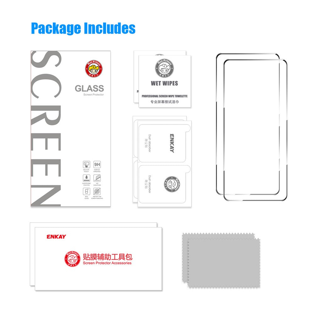 ENKAY HAT PRINCE 2-pack för Xiaomi Poco X5 Pro 5G / Redmi Note 12 Pro 5G / Note 12 Pro Speed 5G Härdat Glas Skärmskydd 0,26 mm 9H 2,5D Heltäckande Lim Heltäckande Film