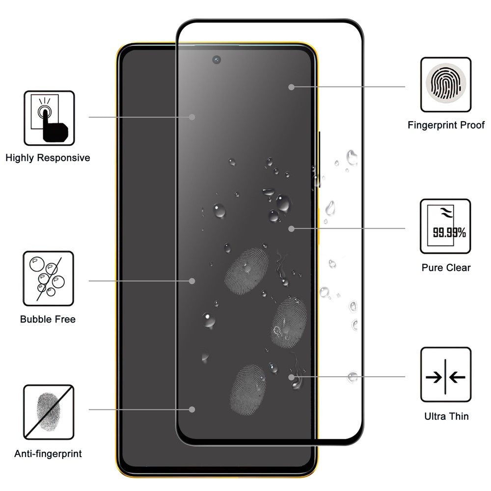 For Xiaomi Poco X5 Pro 5G / Redmi Note 12 Pro Speed 5G / Note 12 Pro 5G Screen Protector Black Edge Full Glue Tempered Glass Film