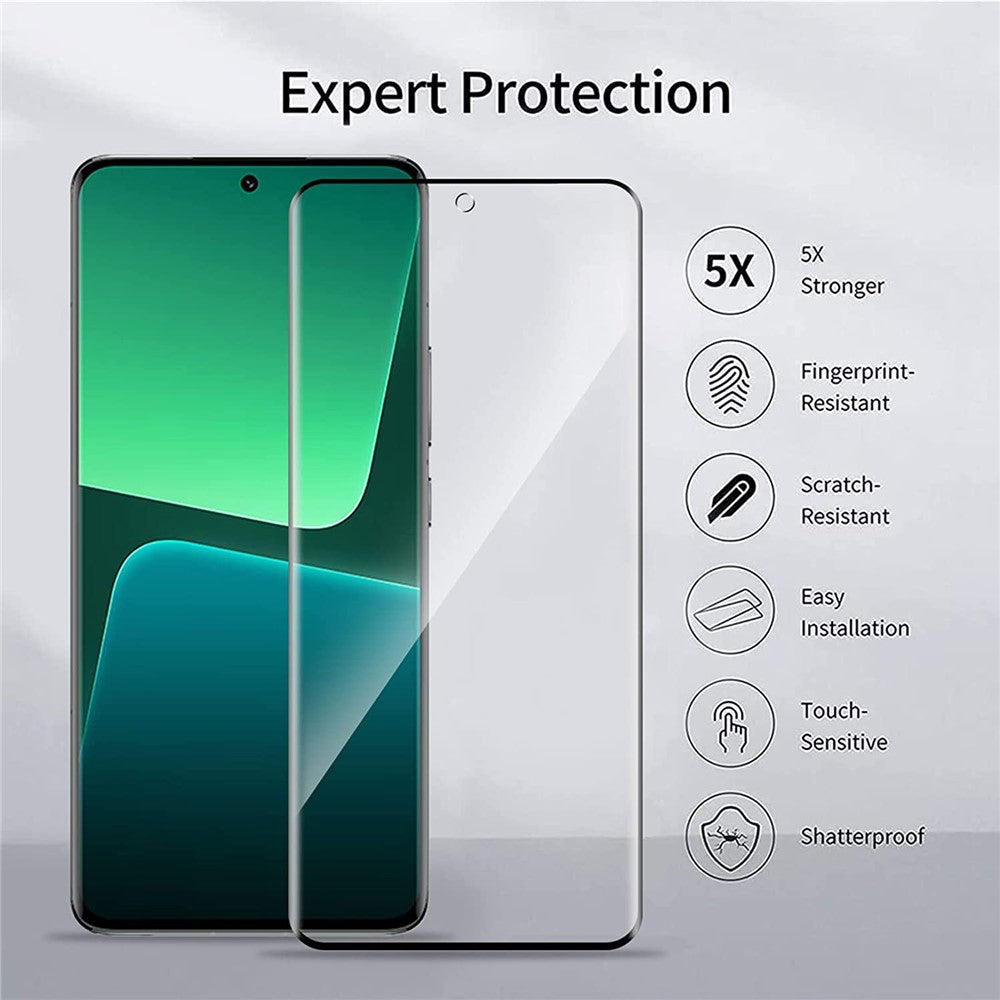 Xiaomi 13 Pro 5G fuldskærmsbeskyttelse, 3D-buet med lim på siderne, eksplosionssikker, antirefleksbehandlet hærdet glasfilm