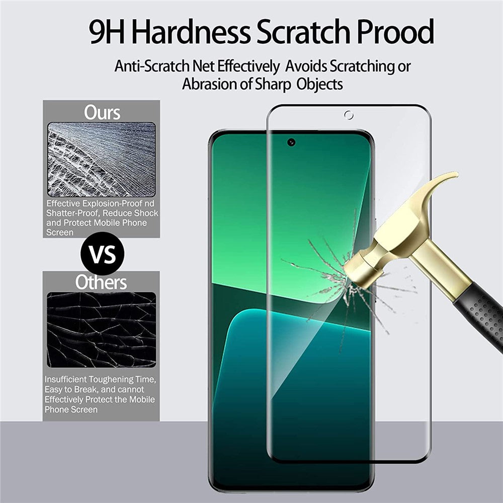 Xiaomi 13 Pro 5G fuldskærmsbeskyttelse, 3D-buet med lim på siderne, eksplosionssikker, antirefleksbehandlet hærdet glasfilm