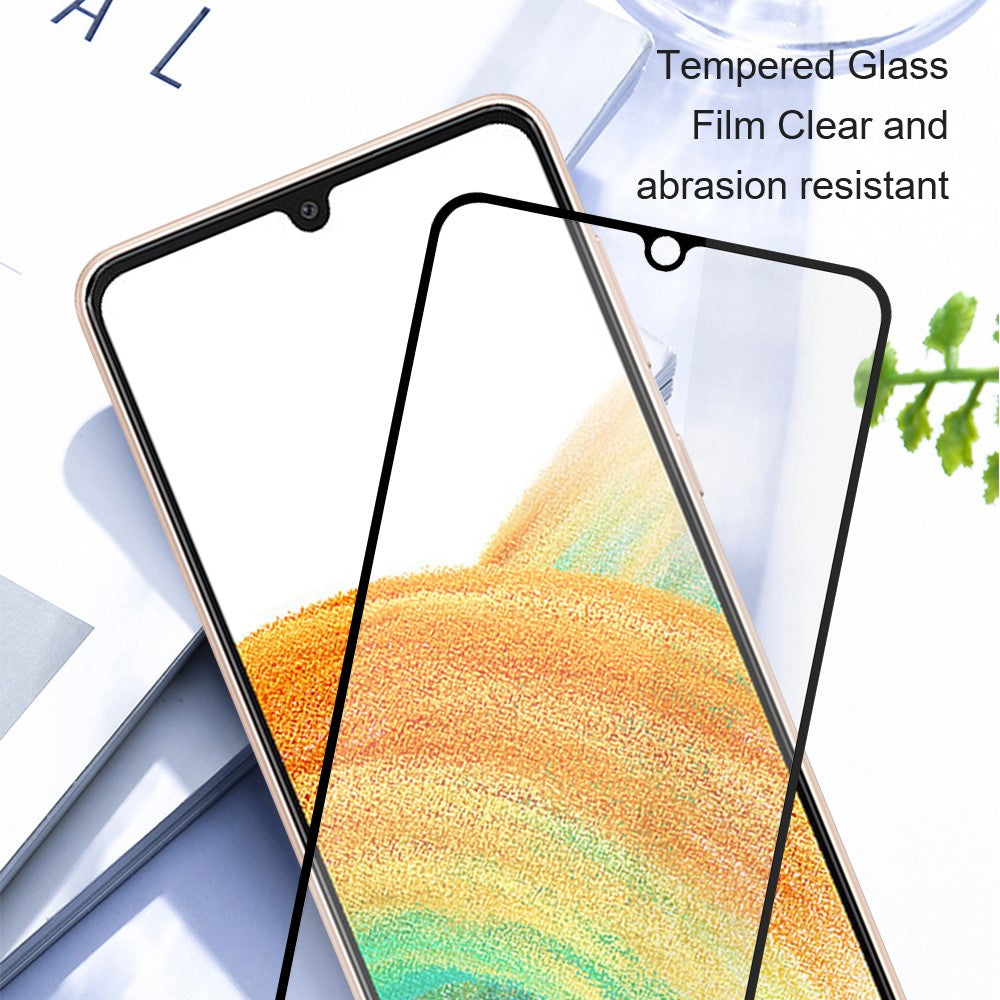 AMORUS Til Samsung Galaxy A34 5G HD Klar Hærdet Glas Silke Print Fuld Lim Fuld Skærmbeskytter