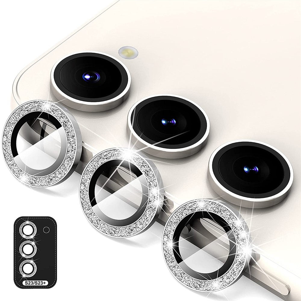 ENKAY HAT PRINCE 1 Set for Samsung Galaxy S23 / S23+ Camera Lens Film Rhinestone Aluminium Alloy+Tempered Glass Lens Protector