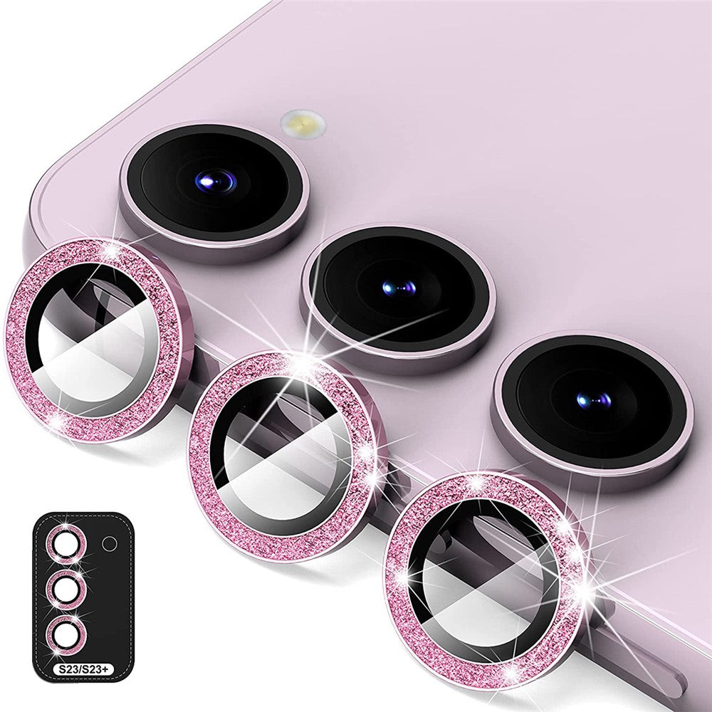 ENKAY HAT PRINCE 1-set för Samsung Galaxy S23 / S23+ Kameralinsfilm Strass Aluminiumlegering + Härdat Glas Linsskydd