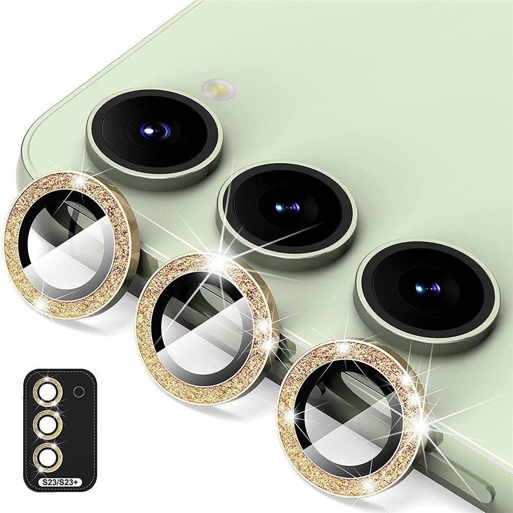 ENKAY HAT PRINCE 1-set för Samsung Galaxy S23 / S23+ Kameralinsfilm Strass Aluminiumlegering + Härdat Glas Linsskydd