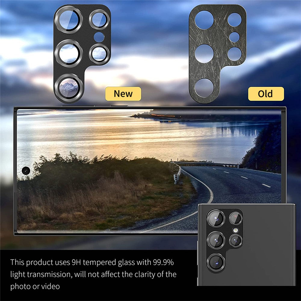 ENKAY HAT PRINCE Camera Lens Protector for Samsung Galaxy S22 Ultra 5G Aluminium Alloy + Tempered Glass Camera Lens Film