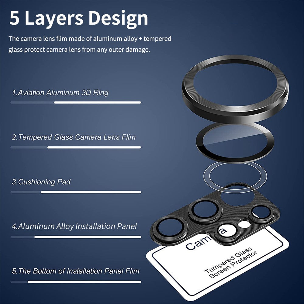 ENKAY HAT PRINCE Camera Lens Protector for Samsung Galaxy S22 Ultra 5G Aluminium Alloy + Tempered Glass Camera Lens Film
