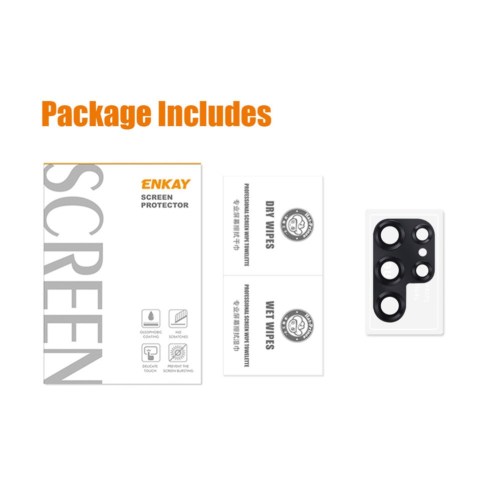 ENKAY HAT PRINCE Camera Lens Protector for Samsung Galaxy S22 Ultra 5G Aluminium Alloy + Tempered Glass Camera Lens Film