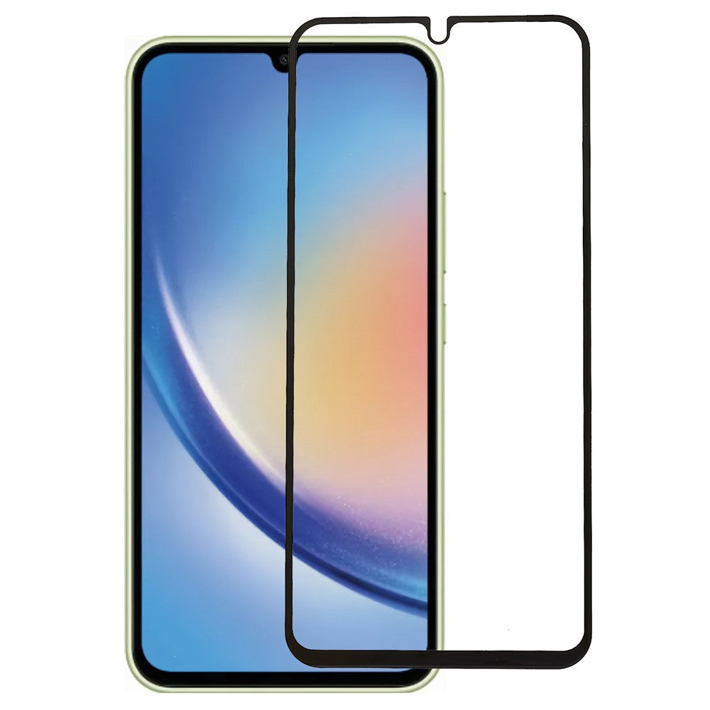 Samsung Galaxy A34 5G Silk Print Skärmskydd Svart Kant Klar Härdat Glasfilm
