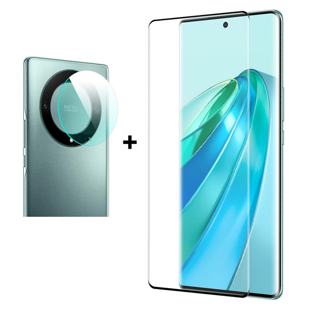 ENKAY HAT PRINCE til Honor X9a 5G / Magic5 Lite 5G Hærdet Glas 3D Buet Kant Lim Telefon Skærmbeskyttelse Understøtter Fingeraftryksoplåsning