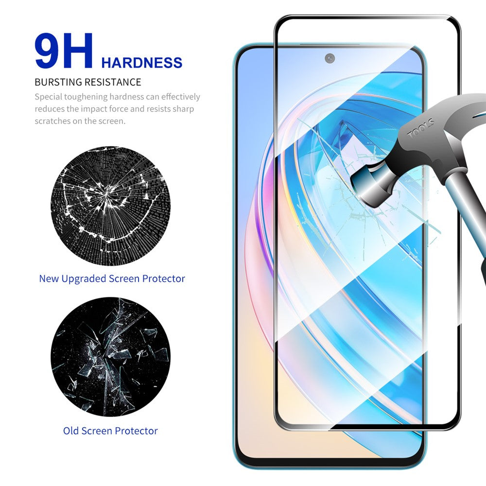 ENKAY HAT PRINCE, 2 stk. fuldskærmsbeskyttere til Honor X8a 4G, 0,26 mm, 9H, 2,5D, høj aluminiums-siliciumglas med silketryk