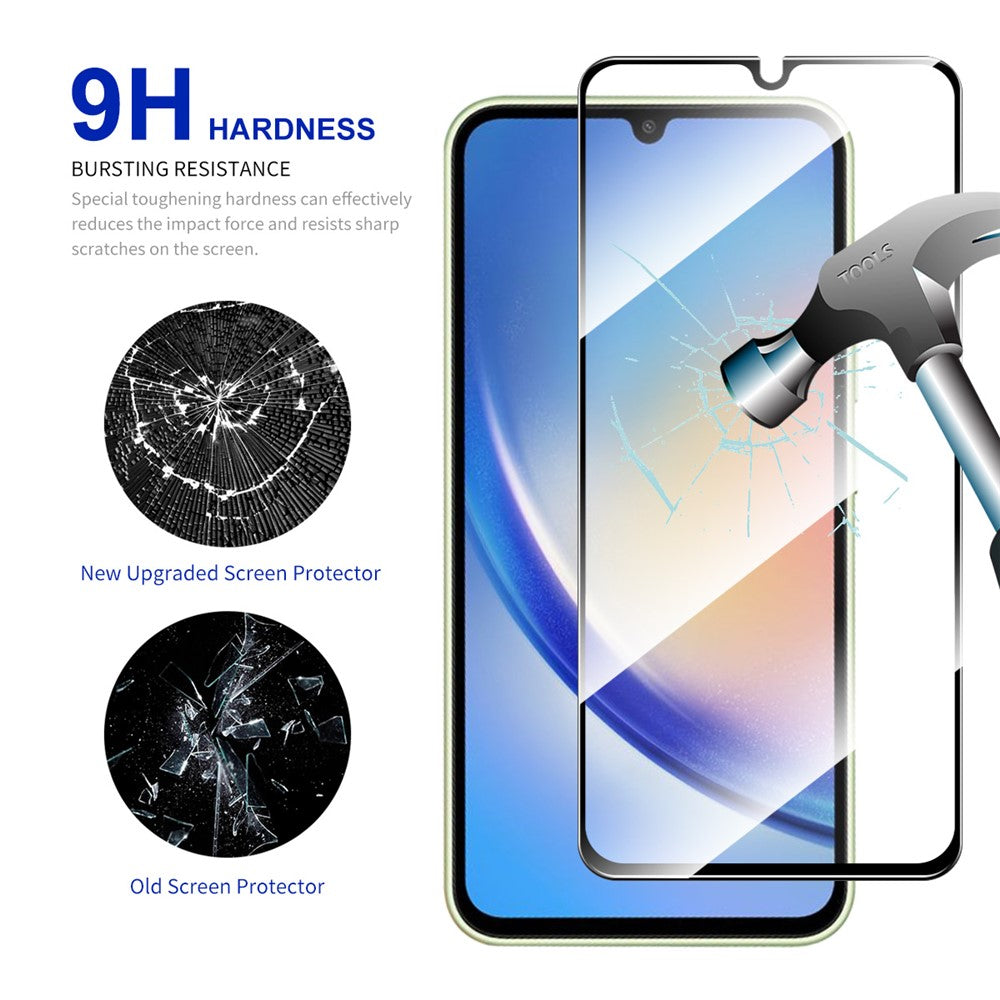 ENKAY HAT PRINCE 2 st för Samsung Galaxy A34 5G / M34 5G / F34 5G Silkestryck Helskärmsskydd 0,26 mm 9H 2,5D Hög Aluminium-Silikon Glasfilm