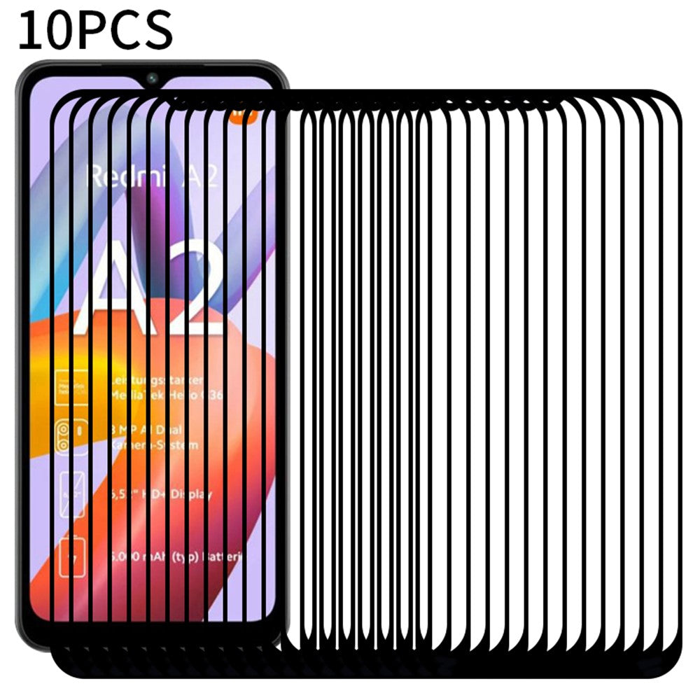 RURIHAI 10 st. högkvalitativ aluminium-kiselglasfilm för Xiaomi Redmi A1+ 4G / A1 4G / A2+ 4G / A2 4G / Poco C50 4G sekundärhärdande skärmskydd