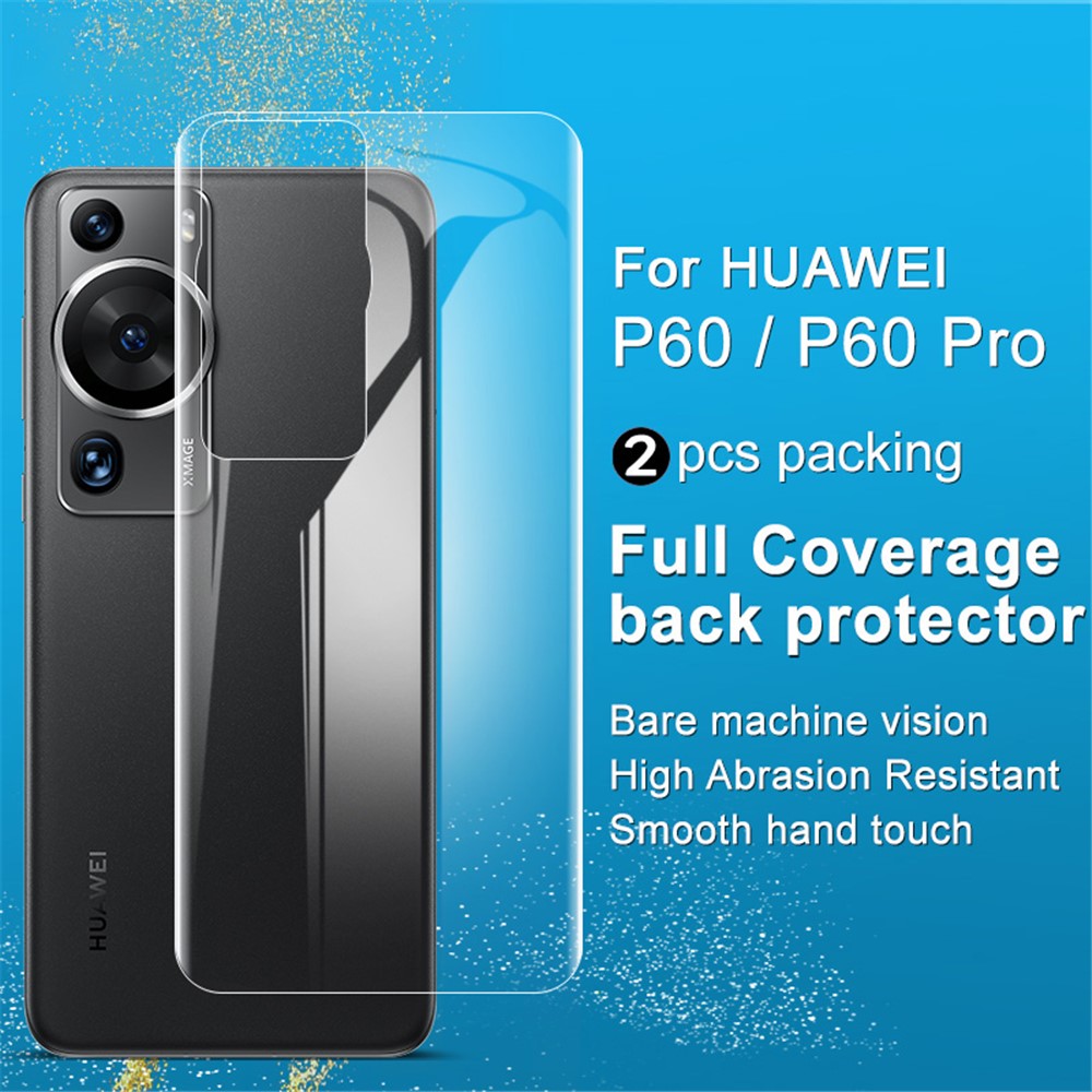 IMAK 2 st/set för Huawei P60/P60 Pro hydrogelfilm III TPU bakfilm HD genomskinligt bakskydd för mobil