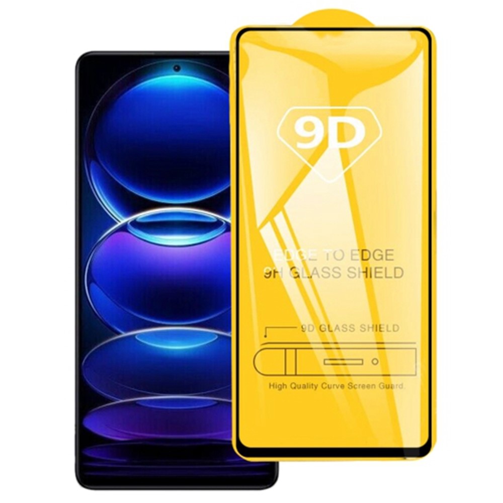 Helskärmsskydd för mobil för Xiaomi Redmi Note 12 4G, 9D-silkestryck med sidolim och härdat glasfilm