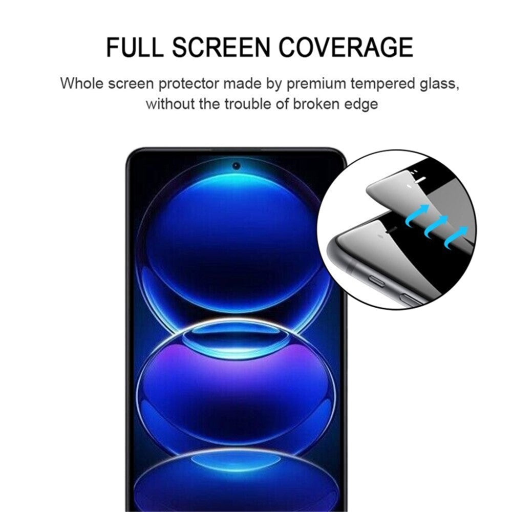 Xiaomi Redmi Note 12 Pro 4G / Note 11 Pro 4G (MediaTek) / Note 11 Pro 5G (Qualcomm) Silkestryck Helskärmsskydd för mobil HD Klar Helklistrad Härdad Glasfilm