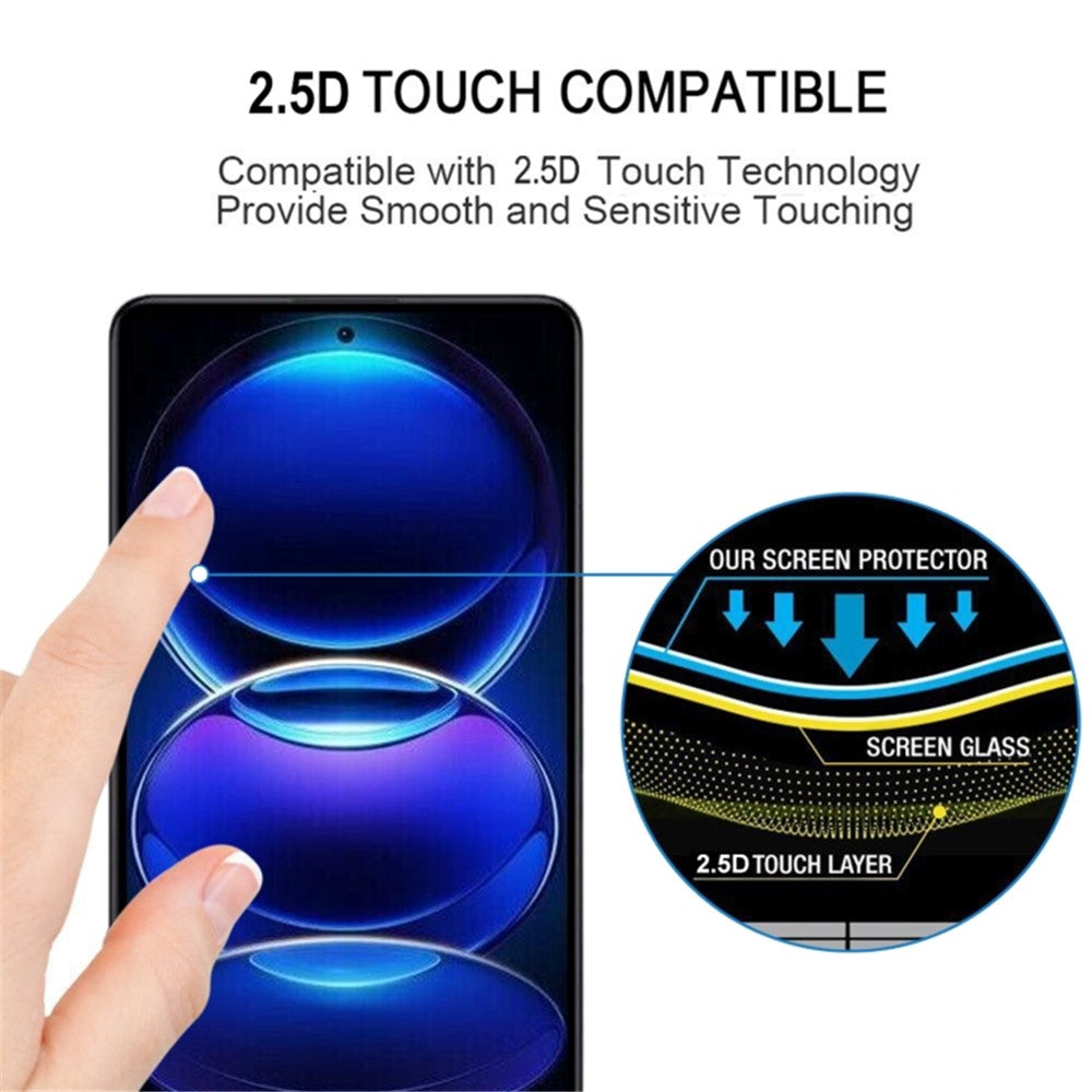 For Xiaomi Redmi Note 12 Pro 4G / Note 11 Pro 4G (MediaTek) / Note 11 Pro 5G (Qualcomm) Silk Printing Full Phone Screen Protector HD Clear Full Glue Tempered Glass Film