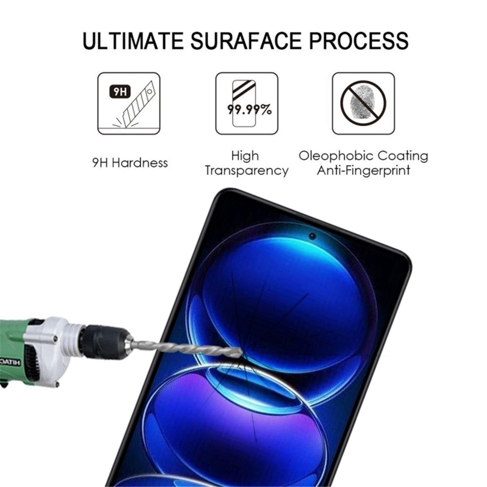 Xiaomi Redmi Note 12 Pro 4G / Note 11 Pro 4G (MediaTek) / Note 11 Pro 5G (Qualcomm) Silkestryck Helskärmsskydd för mobil HD Klar Helklistrad Härdad Glasfilm