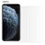100 stk. til iPhone 11 Pro Max 6,5 tommer beskyttelsesfilm i hærdet glas Ultra Clear Fuld lim Arc Edge skærmbeskytter (uden emballage, med vådservietter, støvopsamler, styresticker)