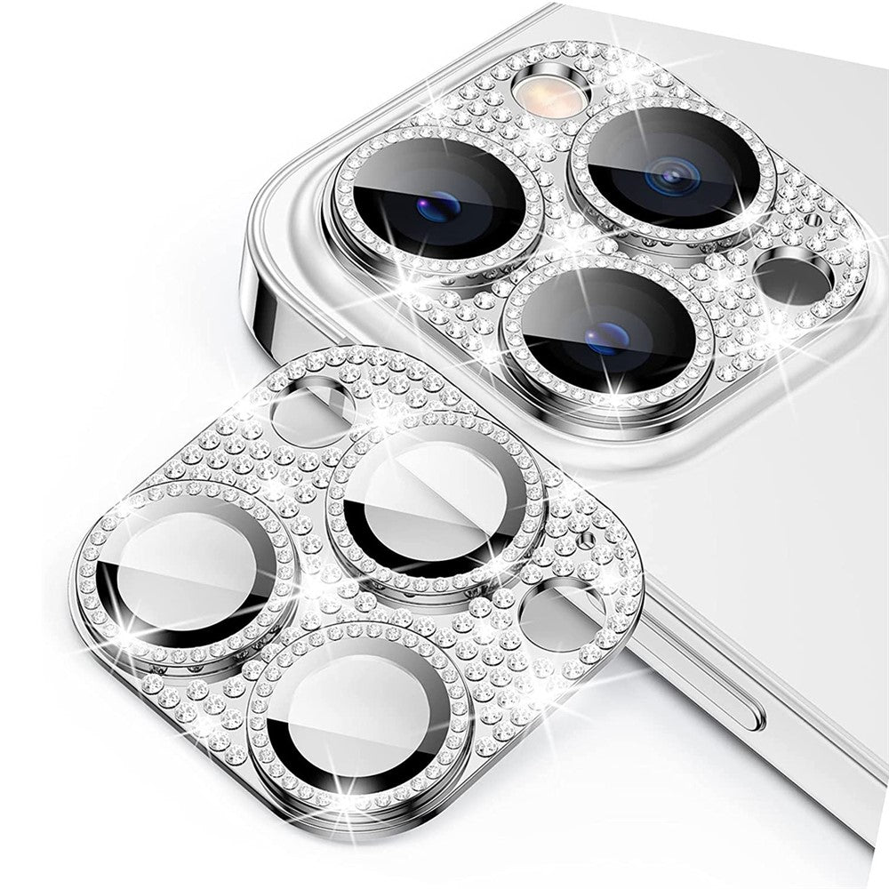 ENKAY HAT PRINCE For iPhone 12 Pro Camera Lens Film Aluminum Alloy+Tempered Glass Rhinestone Decor Lens Protector