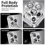 ENKAY HAT PRINCE For iPhone 12 Pro Camera Lens Film Aluminum Alloy+Tempered Glass Rhinestone Decor Lens Protector