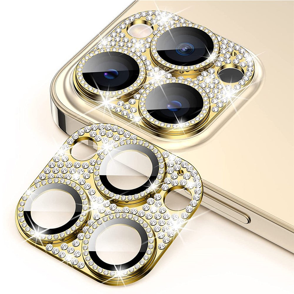 ENKAY HAT PRINCE For iPhone 12 Pro Camera Lens Film Aluminum Alloy+Tempered Glass Rhinestone Decor Lens Protector