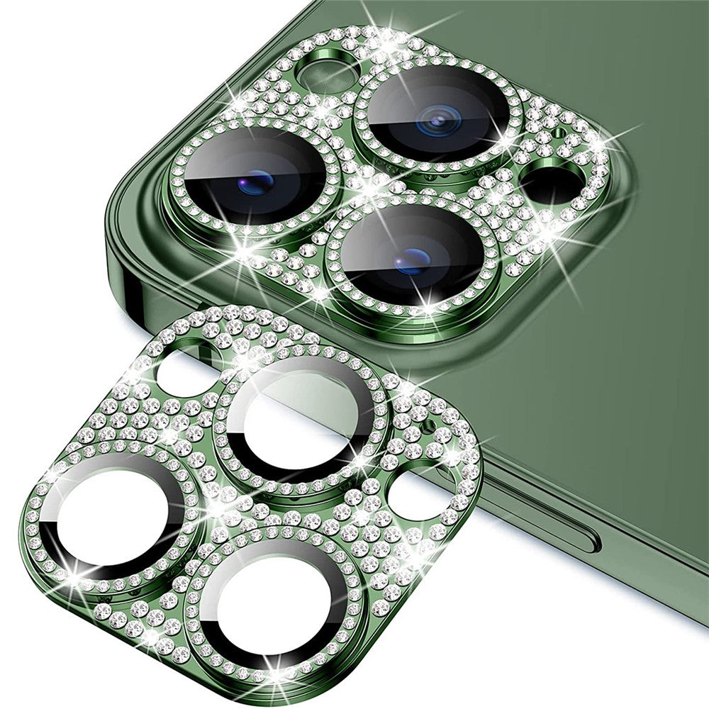 ENKAY HAT PRINCE For iPhone 12 Pro Camera Lens Film Aluminum Alloy+Tempered Glass Rhinestone Decor Lens Protector
