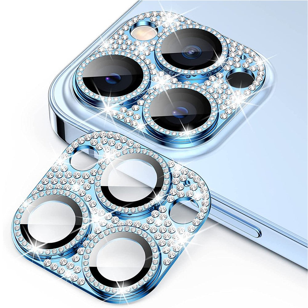 ENKAY HAT PRINCE For iPhone 12 Pro Camera Lens Film Aluminum Alloy+Tempered Glass Rhinestone Decor Lens Protector