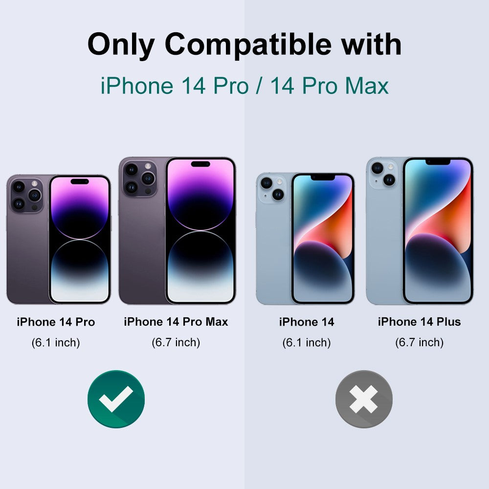 NORTHJO 1 sæt til iPhone 14 Pro Max / 14 Pro kameraglasbeskytter i hærdet glas + CD-åre metalring baglinsefilm