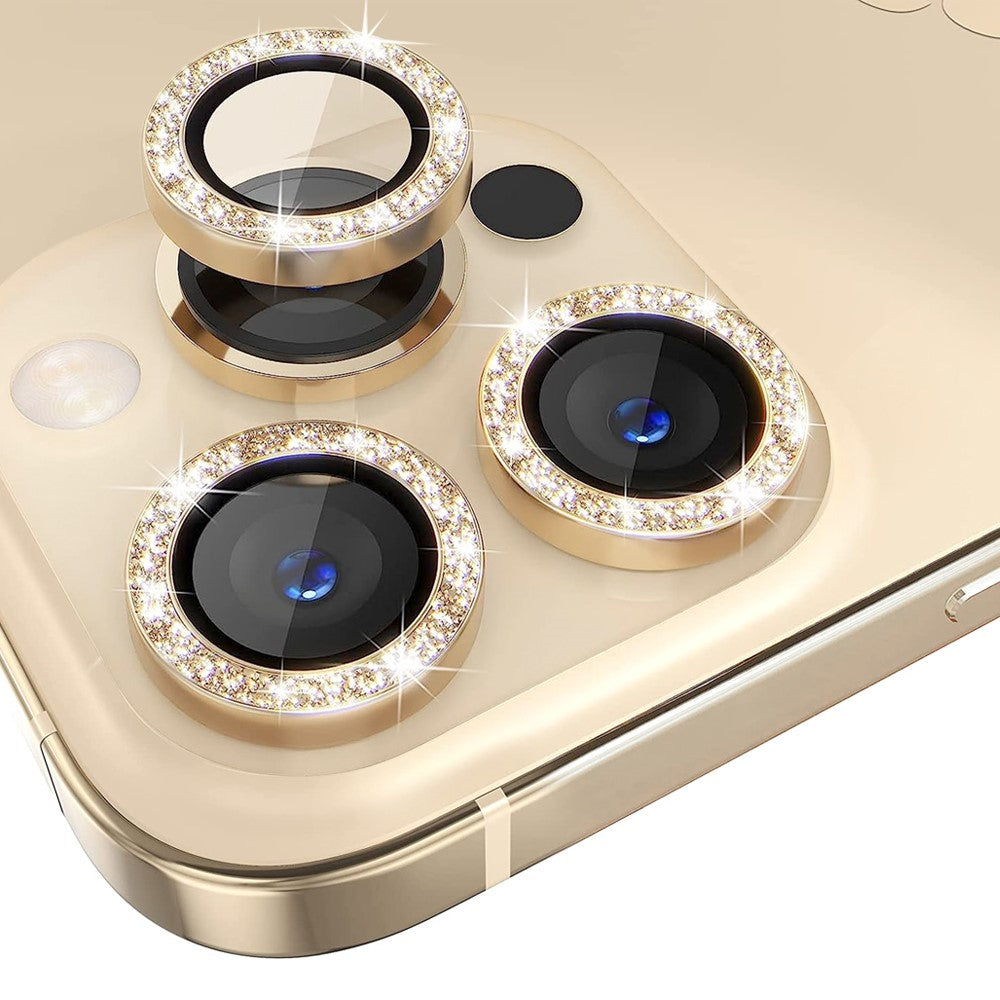 NORTHJO 1 Set For iPhone 13 Pro / 13 Pro Max Camera Lens Protector Glitter Metal Individual Ring Tempered Glass Lens Film