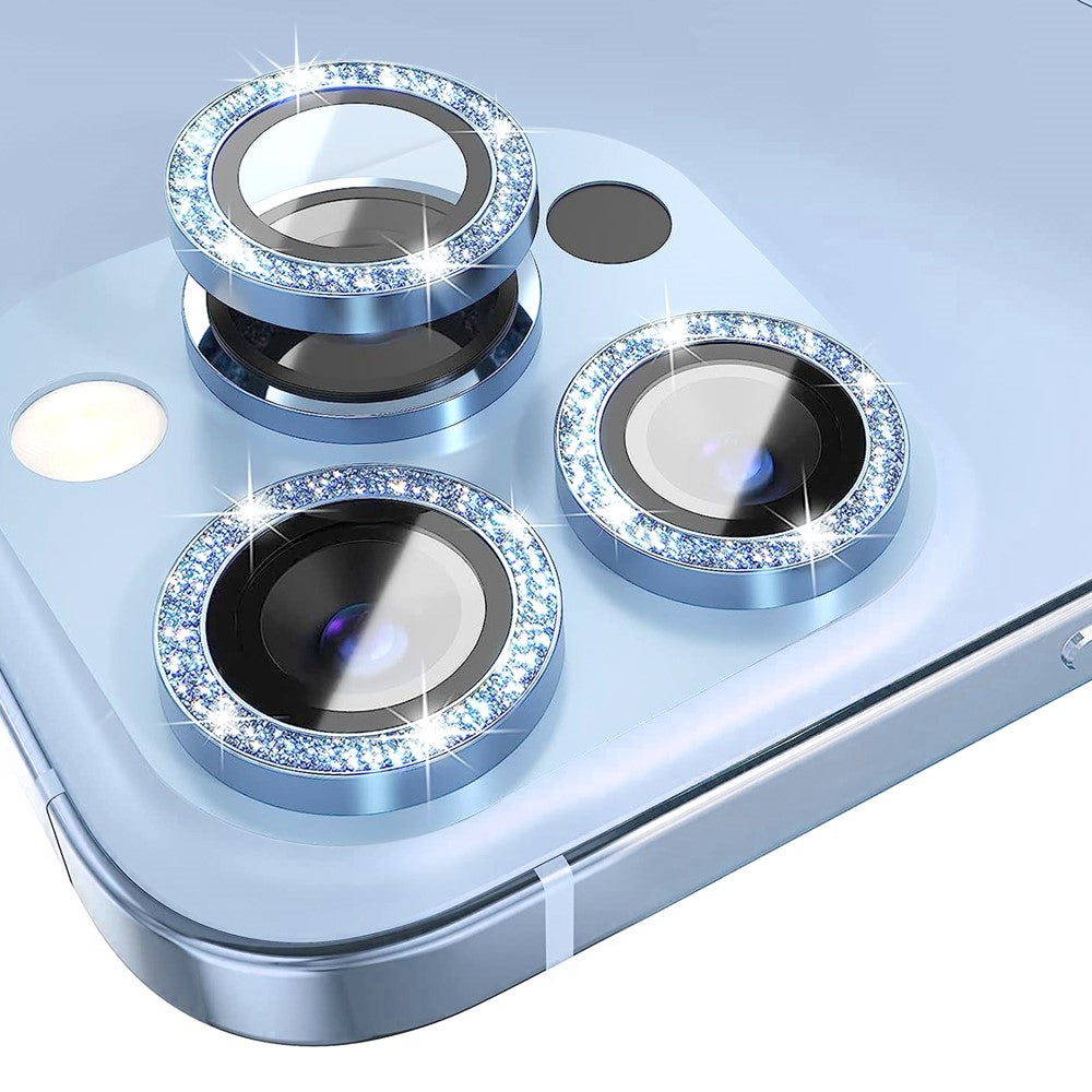 NORTHJO 1 Set For iPhone 13 Pro / 13 Pro Max Camera Lens Protector Glitter Metal Individual Ring Tempered Glass Lens Film