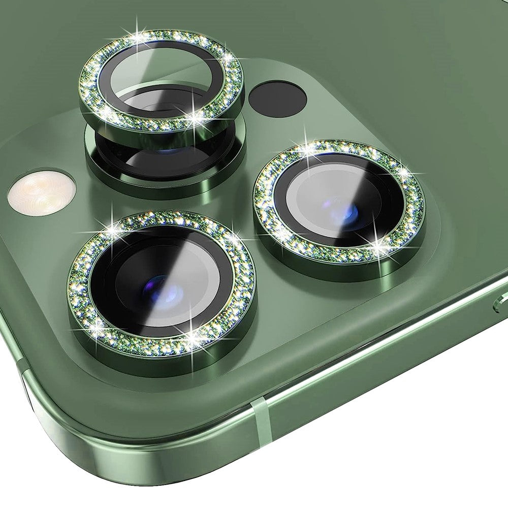 NORTHJO 1 Set For iPhone 13 Pro / 13 Pro Max Camera Lens Protector Glitter Metal Individual Ring Tempered Glass Lens Film