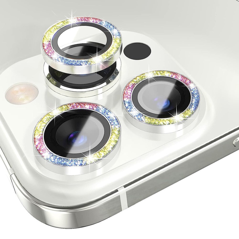 NORTHJO 1 Set For iPhone 13 Pro / 13 Pro Max Camera Lens Protector Glitter Metal Individual Ring Tempered Glass Lens Film