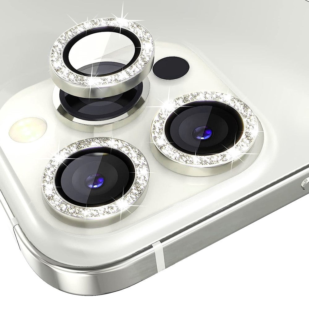 NORTHJO 1 set för iPhone 13 Pro / 13 Pro Max kameralinsskydd glittermetall individuell ring härdat glaslinsfilm