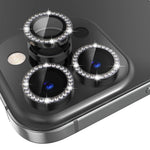 NORTHJO 1 sæt til iPhone 14 Pro / 14 Pro Max kameralinsebeskytter hærdet glas + metal rhinestone kameraringfilm