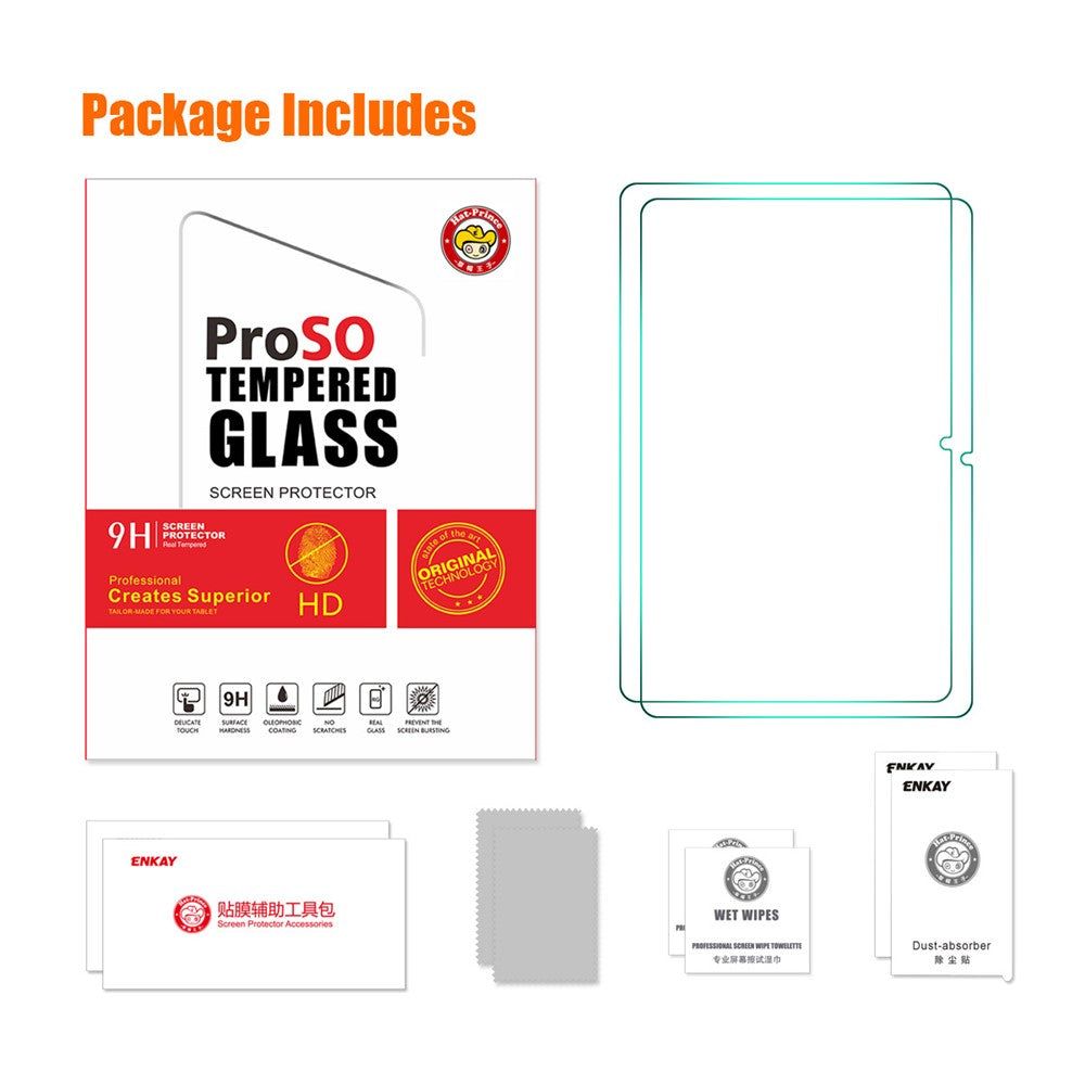 ENKAY HAT PRINCE 2 stk. til Xiaomi Pad 6/6 Pro, hærdede glasskærmbeskyttere, 0,33 mm, 9H, 2,5D-buet kant, ultraklar skærmfilm