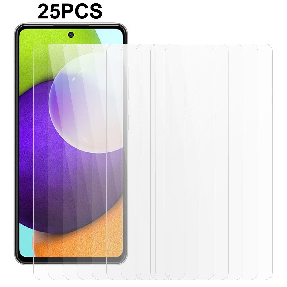 25 st för Samsung Galaxy A52 4G / A52s 5G / A52 5G / A53 5G dammtät härdad glasfilm (ingen förpackning, med våtservetter, dammuppsamlare, guideklistermärke) genomskinligt skärmskydd
