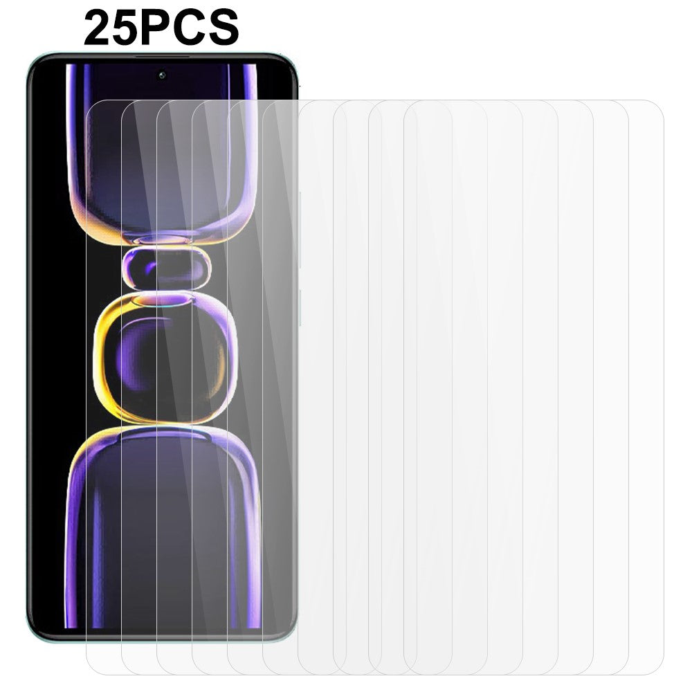 25Pcs For Xiaomi Poco F5 Pro 5G / Redmi K60 Pro 5G / K60 5G Tempered Glass Film Ultra Clear Full Glue Phone Screen Protector (No Package, with Wipes Set, Dust-absorber, Guide Sticker)