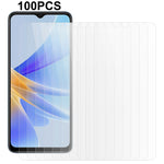 100Pcs For Oppo A17 4G Full Glue Phone Screen Protector High Definition Tempered Glass Protective Film (No Package, with Wipes Set, Dust-absorber, Guide Sticker)